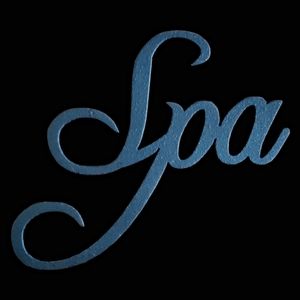 Vtg Black Heavy Metal Spa Sign Calligraphy Cursive Writing Lettering